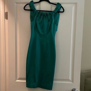 Karen Millen Green Ruched Sheath Midi Dress